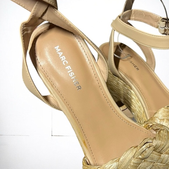 🌻NEW Marc Fisher Boho Steel Raffia Block Heel Sandal Size 9.5 - Picture 6 of 10